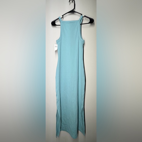 NEW Old Navy Fitted Rib Knit Midi Cami Dress Geyser Blue S Bodycon Minimalist - Picture 10 of 10
